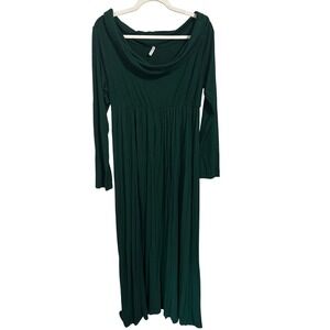 Mother Bee Maternity Green Long Sleeve Off the Shoulder Maxi Dress Women's XL